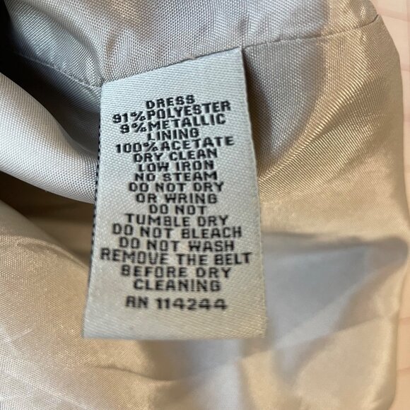 Eliza J Dress Size 8 Cream Gold Polka Dots Sheath Ruffle Neckline Party Cocktail - Picture 7 of 11